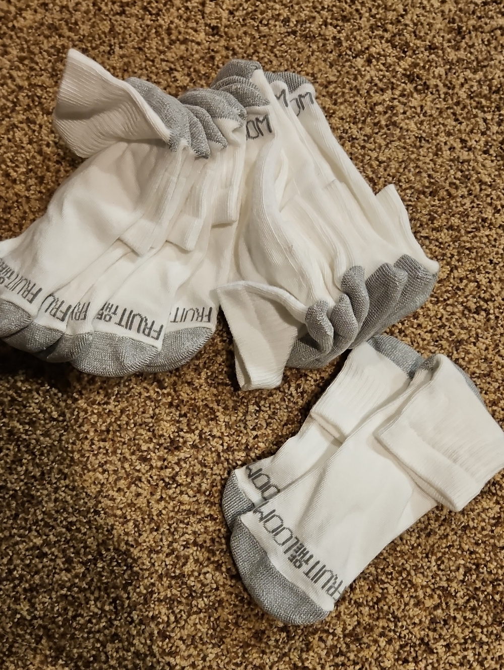 Fruit of the Loom White Low-Cut Athletic Socks with Gray Accents